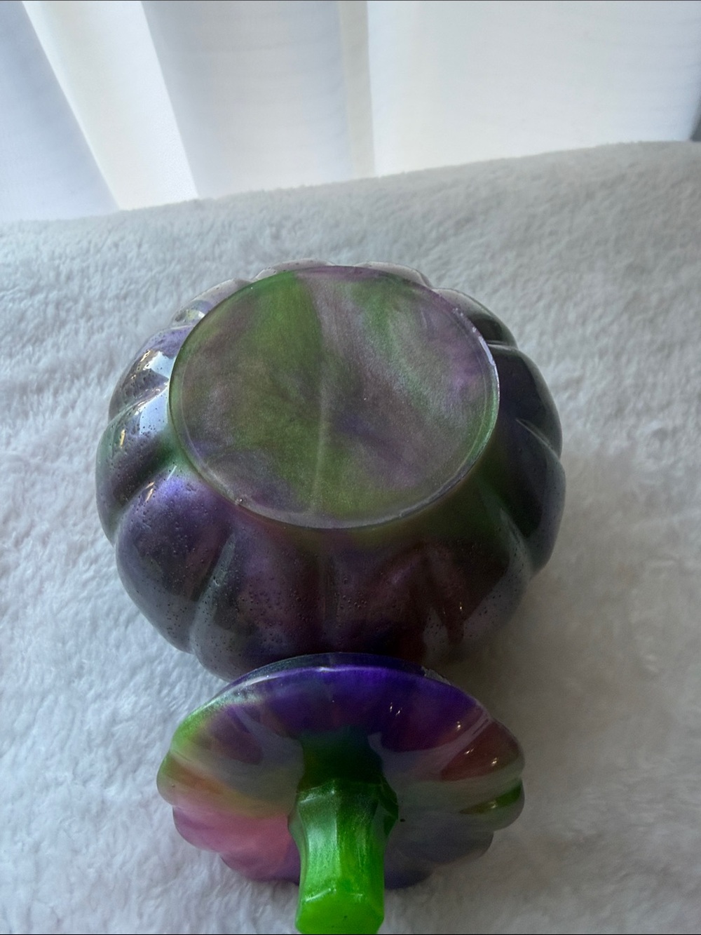 Handmade Green Purple Pumpkin Decorative Jar - Picture 2 of 3